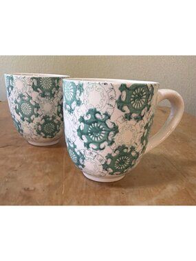 2 Threshold Teal Printed Coffee Mug Boho Excellent